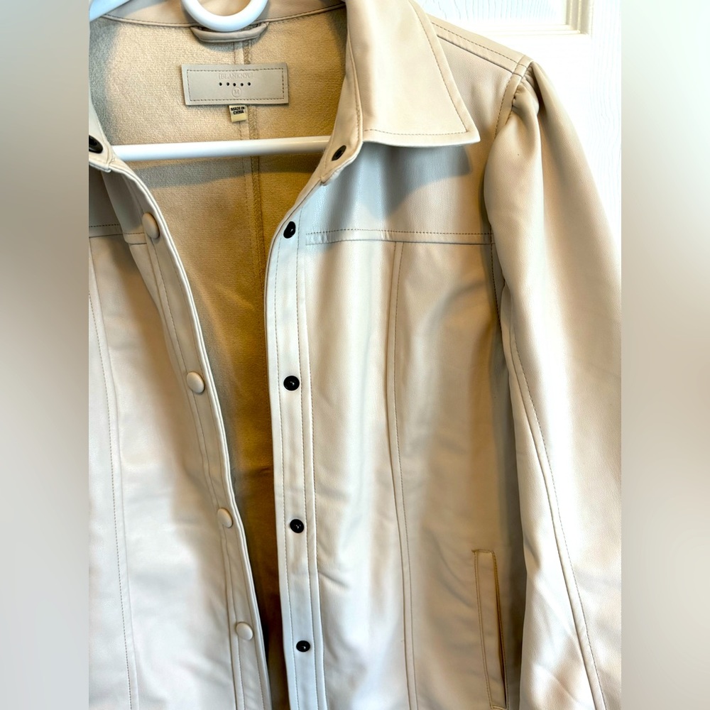 Beige Leather Jacket - image 2